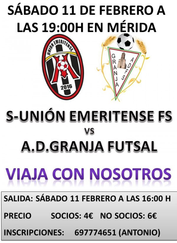 Cartel de AD Granja Futsal viaja a Mérida