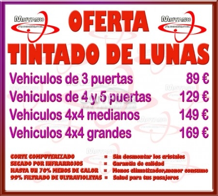 LA MEJOR OFERTA EN TINTADO DE LUNAS 