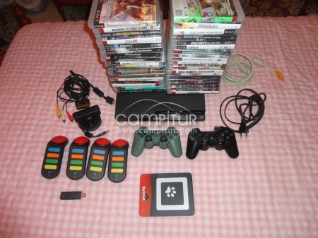 play 3 slim 120 gb 2 mandos 37 juegos 4 mandos buzz 1 camara....
