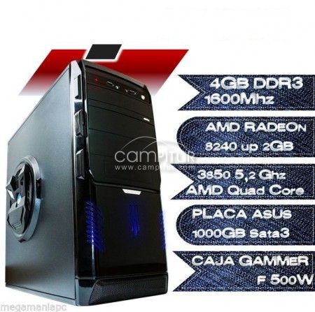 PC TORRE ORDENADOR NUEVO 4 Nucleos 5,2Ghz, 4GB DDR3 VGA AMD RADEON 2048MB HDMI 1TB GARANTIA 3 AÑOS  