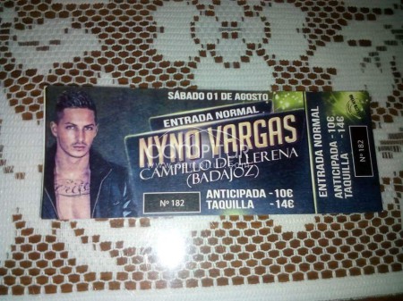 Se vende entrada para el concierto de Nyno Vargas en Campillo de Llerena (Badajoz) 1 de Agosto