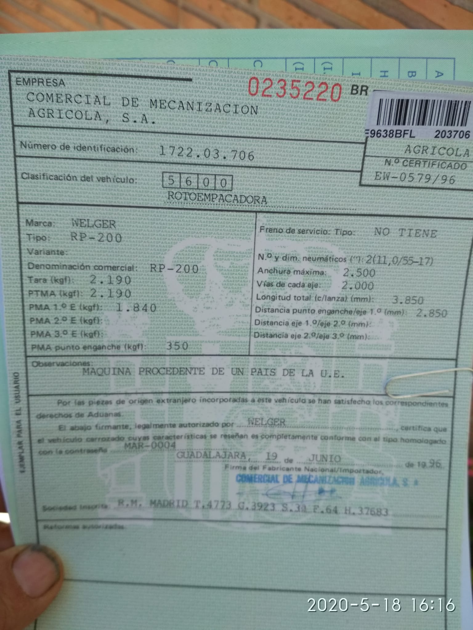 Se vende empacadora