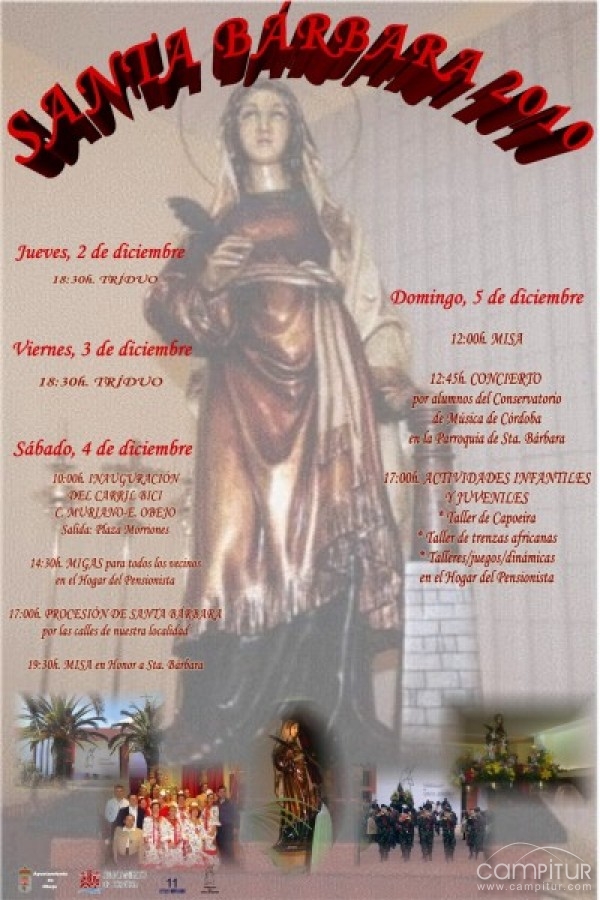 Obejo se prepara para celebra el día de Santa Bárbara, patrona del municipio 