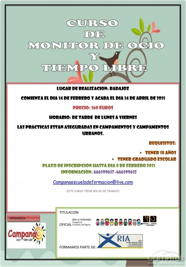 Curso de Monitor de Ocio y Tiempo Libre en Badajoz 