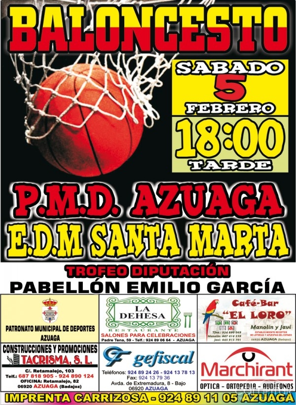 P.M.D. Azuaga baloncesto contra E.D.M Santa Marta 