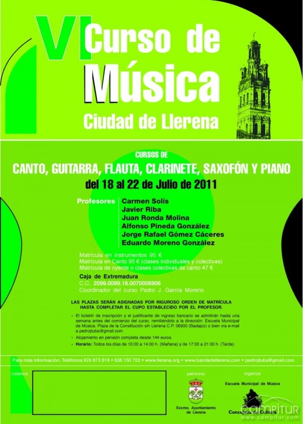La Escuela Municipal organiza el VI Curso de Música Ciudad de Llerena 