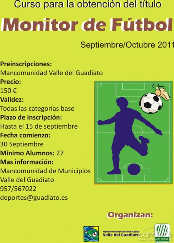 La Mancomunidad de Municipios Valle de Guadiato organiza un curso de monitor de fútbol 