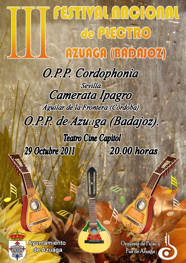 Azuaga acogerá el III Festival de Plectro el 29 de octubre 