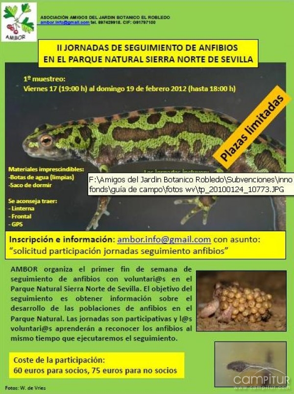 II Jornadas de Seguimiento de Anfibios en el Parque Sierra Norte de Sevilla 