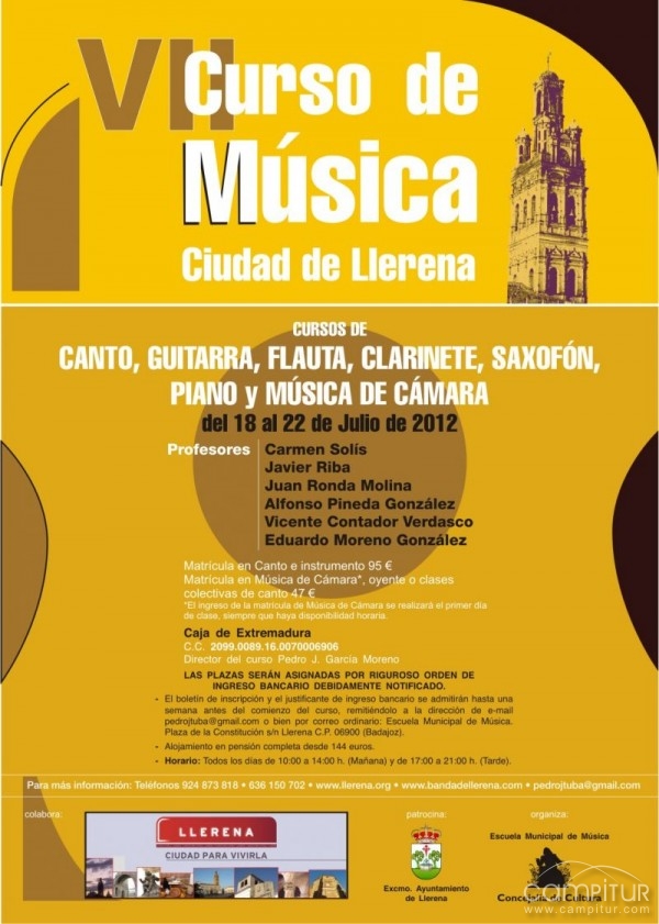 En julio se celebra el VII Curso de Música Ciudad de Llerena 