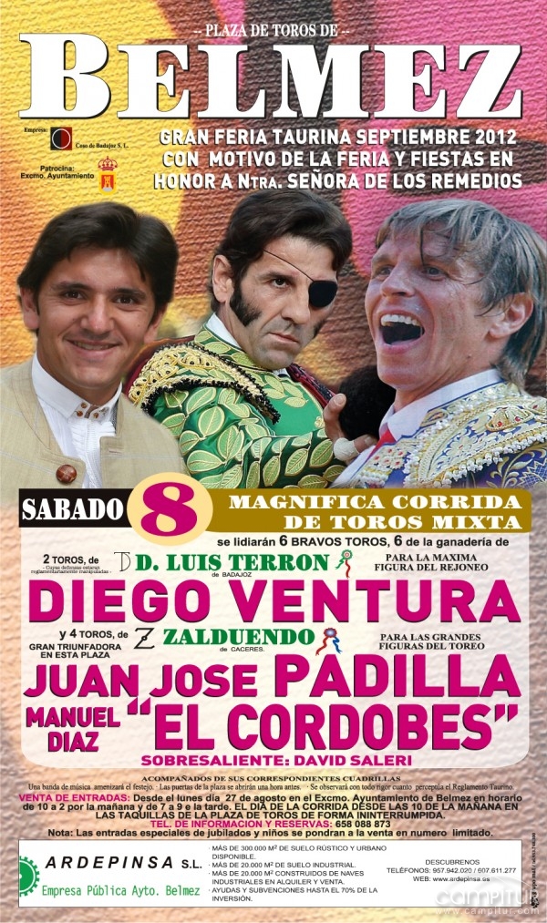 Cartel de toros Feria 2012 en Belmez 