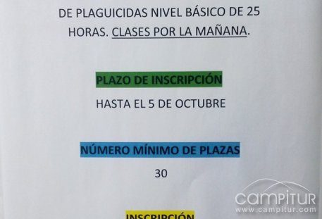 Curso para la obtención del Carnet de Aplicador de Plaguicidas en Villanueva del Rey 