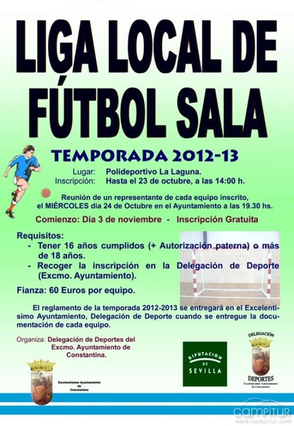 Abierto el plazo de inscripción para la Liga Local de Fútbol Sala de Constantina 2012/2013  