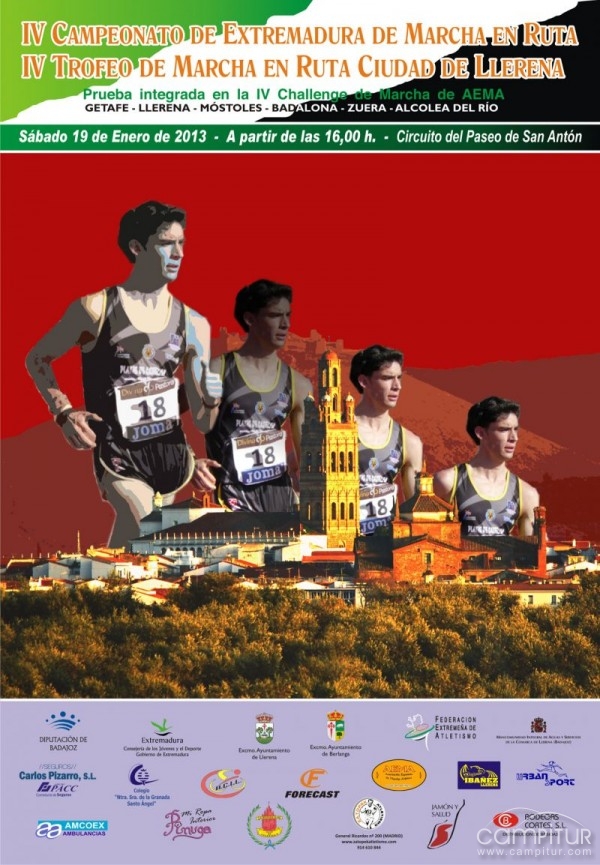 El sábado se celebra el IV Campeonato de Extremadura de Marcha en Ruta y IV Trofeo de Marcha Ciudad de Llerena 
