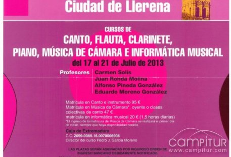 Próxima impartición del VIII Curso de Música Ciudad de Llerena 