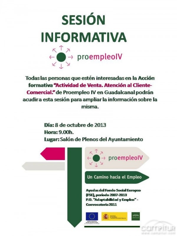 Guadalcanal acoger la impartición de un curso de “Actividad de venta. Atención al cliente-comercial” 