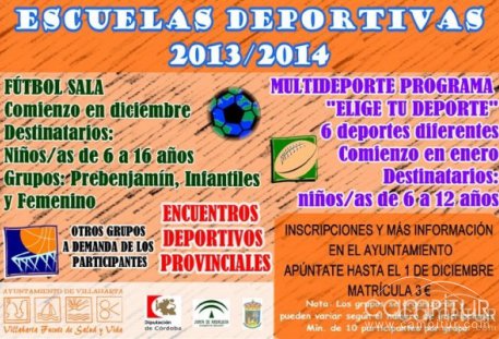 Abierto el plazo de inscripción para las Escuelas Deportivas 2013/14 en Villaharta 