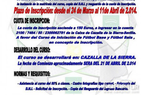 Curso de Entrenadores de Fútbol Base y Fútbol Sala en Cazalla de la Sierra 