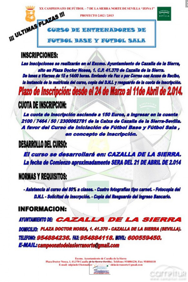 Curso de Entrenadores de Fútbol Base y Fútbol Sala en Cazalla de la Sierra 