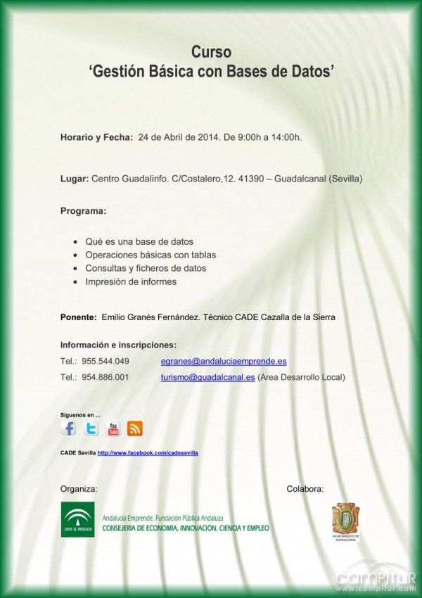 Curso de Gestión Básica con Bases de Datos en Guadalcanal 