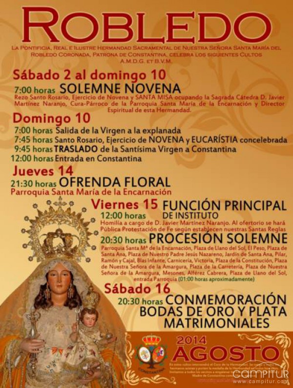 Cultos a Ntra. Sra. Del Robledo de Constantina 