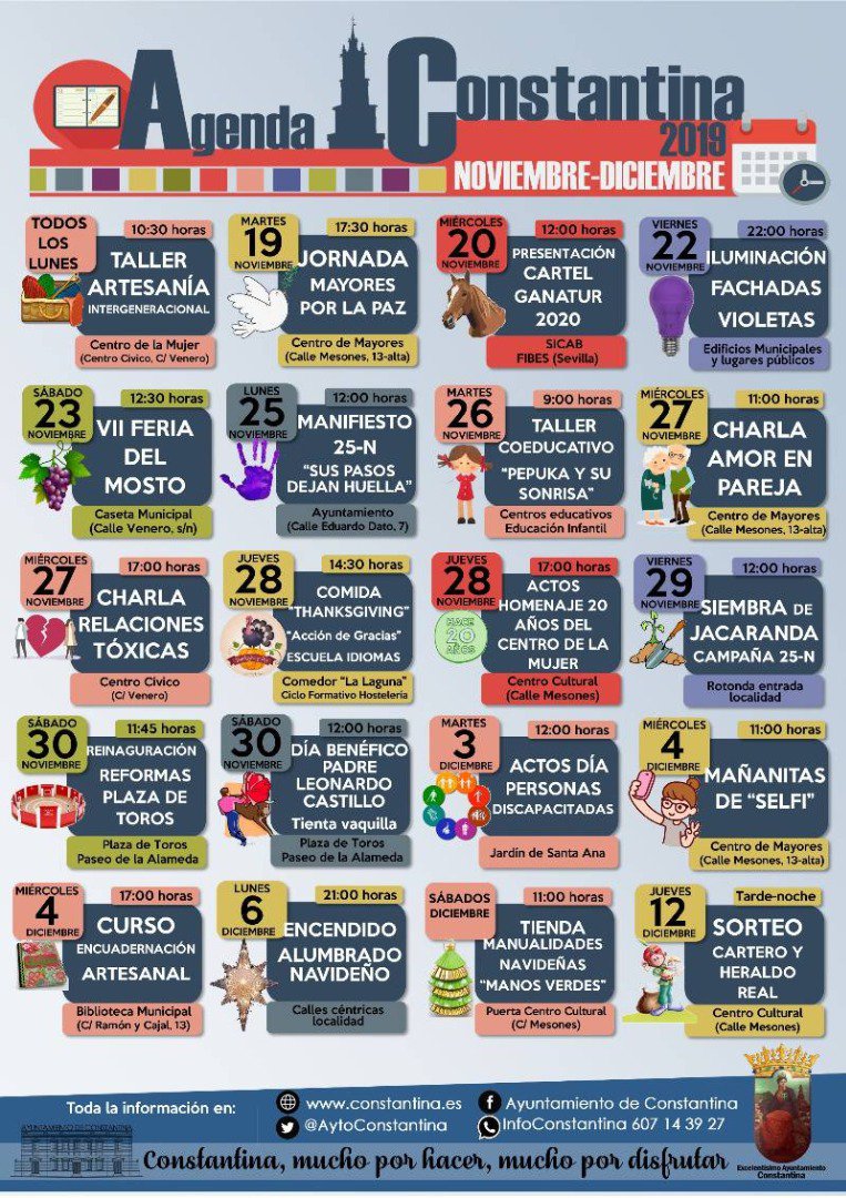 Agenda Cultural de Constantina para noviembre y diciembre 