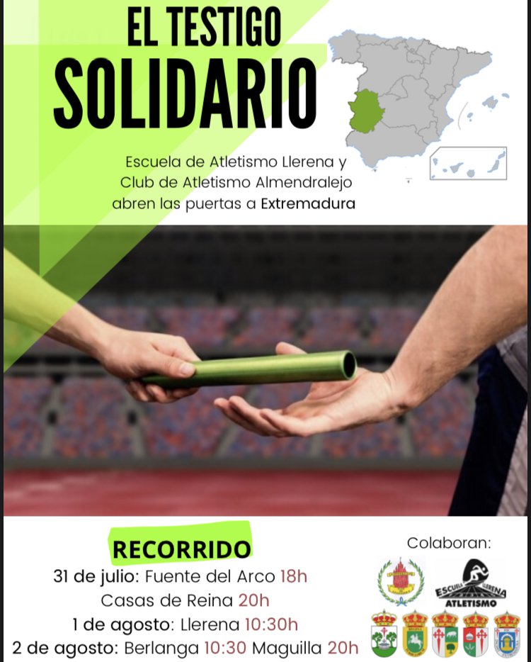La Escuela de Atletismo Llerena abre las puertas de Extremadura al Testigo Solidario