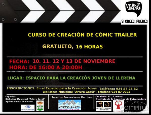 Taller Audiovisual para editar Cómictrailers en Llerena 