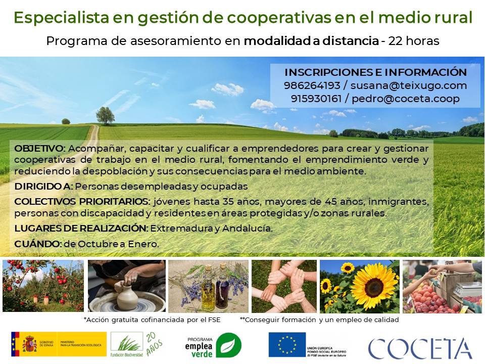 Especialista en gestión de cooperativas en el medio rural 