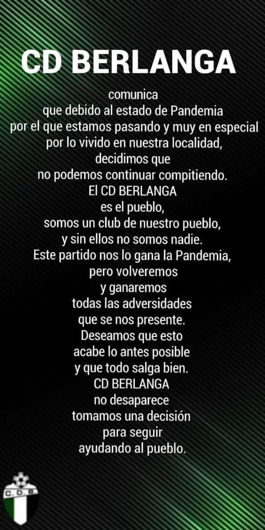 El CD Berlanga, no competirá esta temporada 