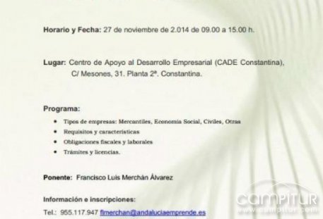 Curso de “Trámites legales para la constitución de una empresa” en Constantina 