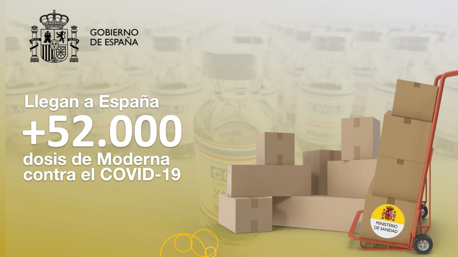Llegan a España 52.000  nuevas dosis de la vacuna Moderna 
