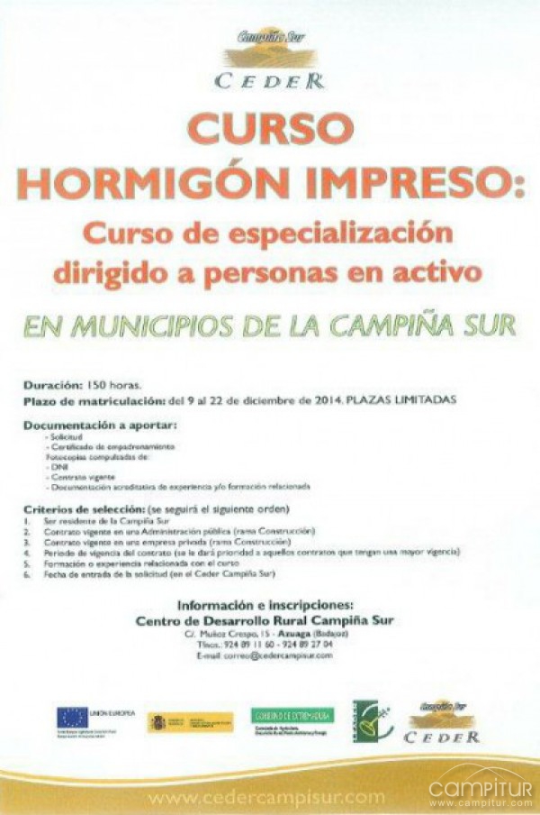 El Ceder organiza un nuevo Curso de Hormigón Impreso 