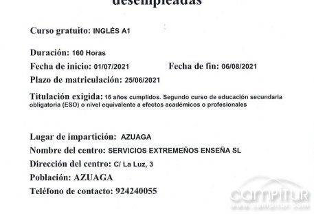 Curso gratuito de Inglés A1 en Azuaga 