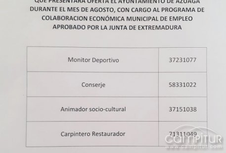 El Ayuntamiento de Azuaga convoca varios puestos de trabajo 