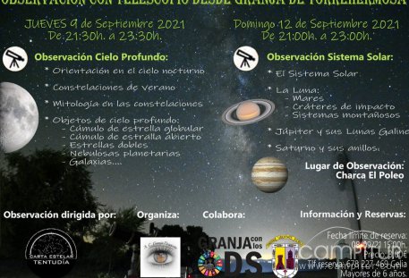 Observación con Telescopio desde Granja de Torrehermosa 