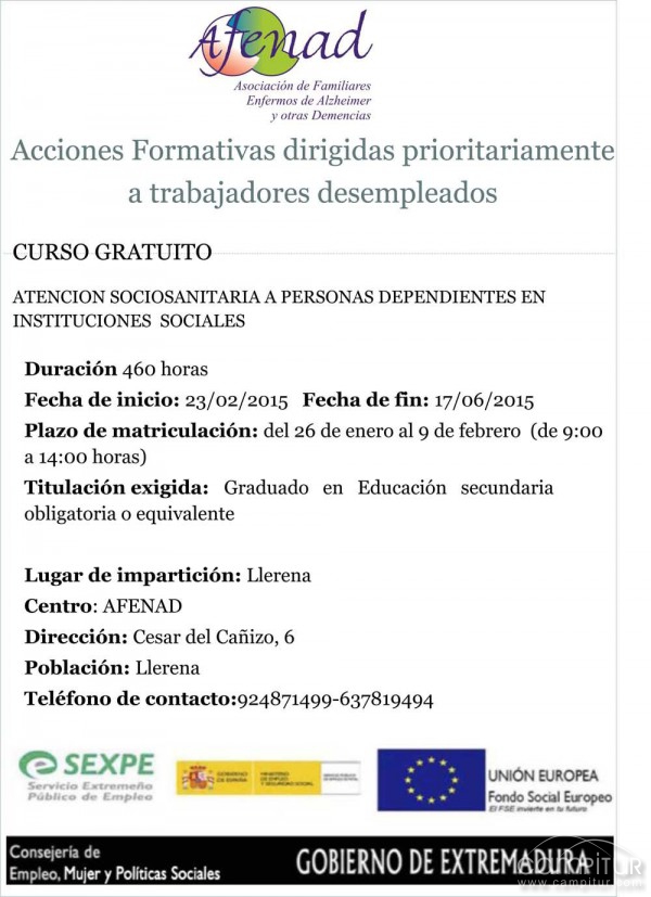AFENAD imparte un curso en Llerena dirigido a trabajadores desempleados 