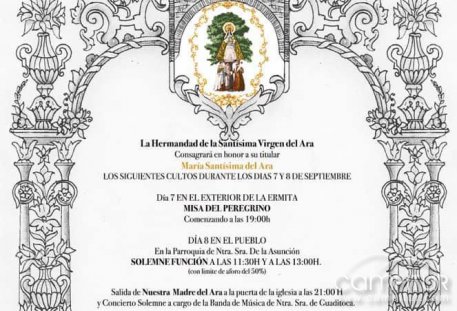 Programa de cultos a la Virgen del Ara 