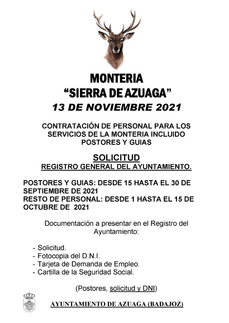 Contratación de personal para la Montería de Azuaga 