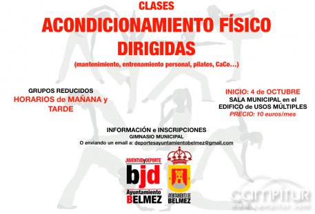 Inicio clases Acondicionamiento Físico dirigidas en Belmez 