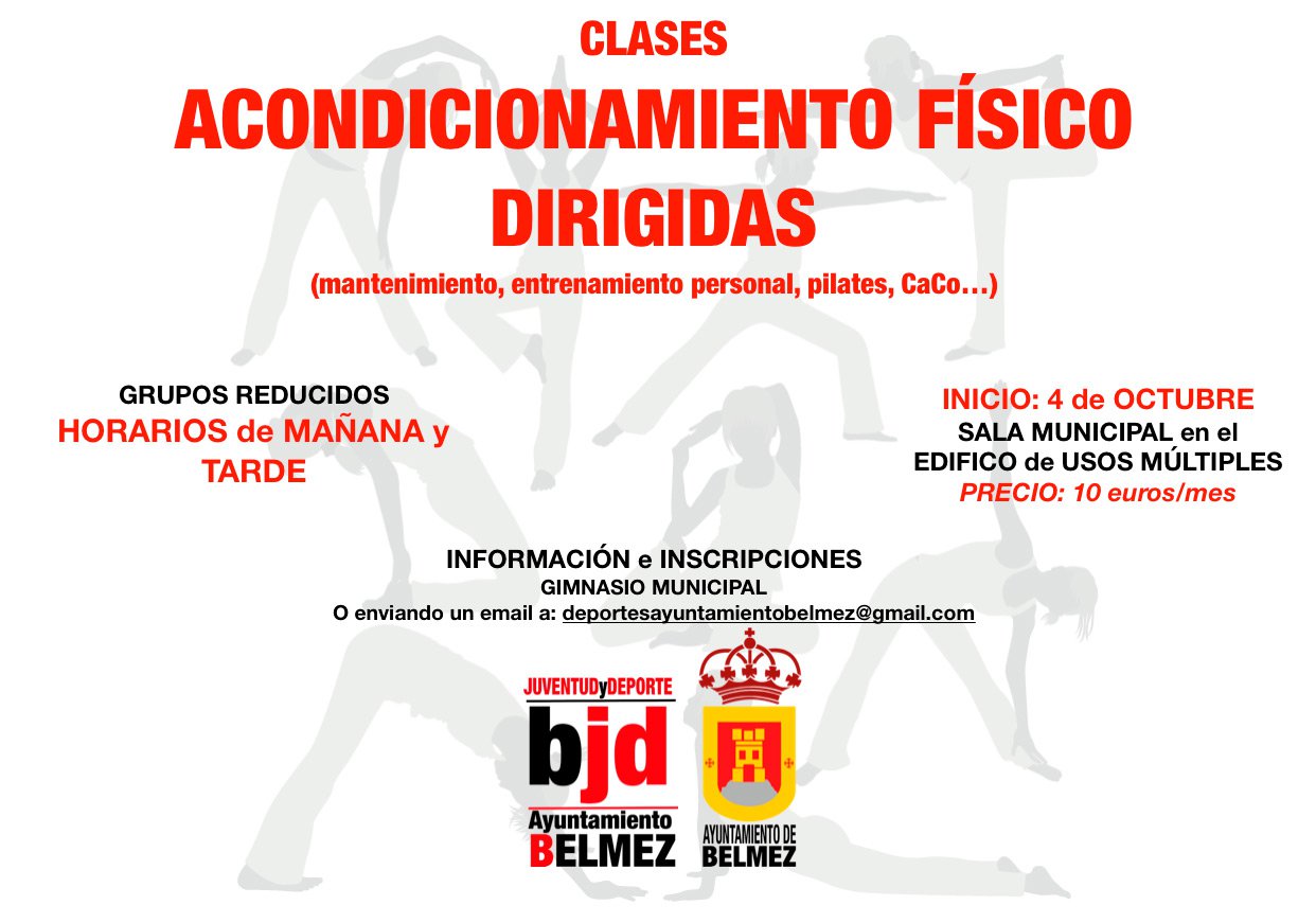 Inicio clases Acondicionamiento Físico dirigidas en Belmez 