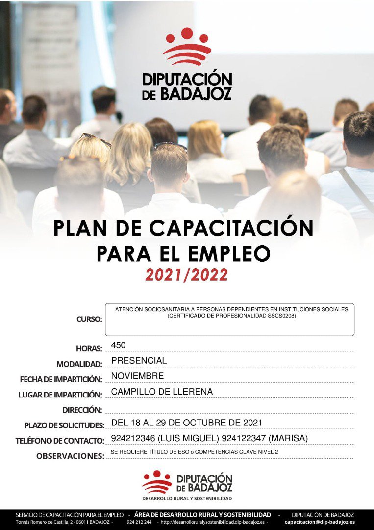 La Diputación de Badajoz imparte una formación en Campillo de Llerena 