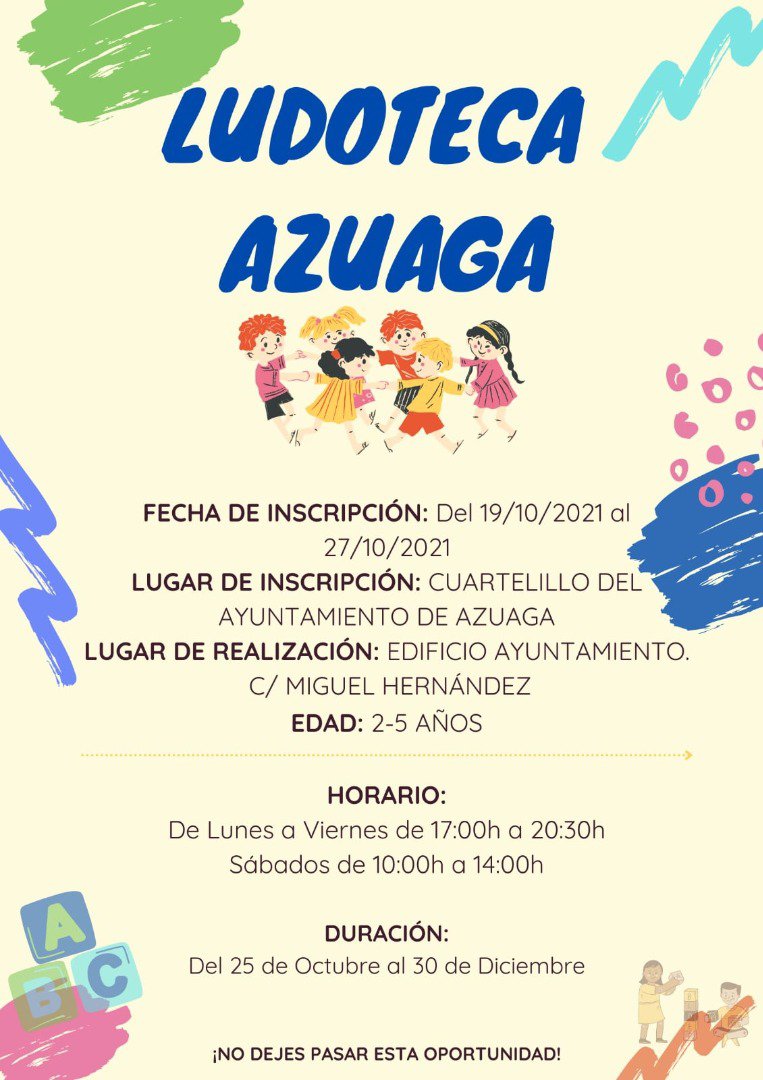 Azuaga contará con servicio de ludoteca para los más pequeños 