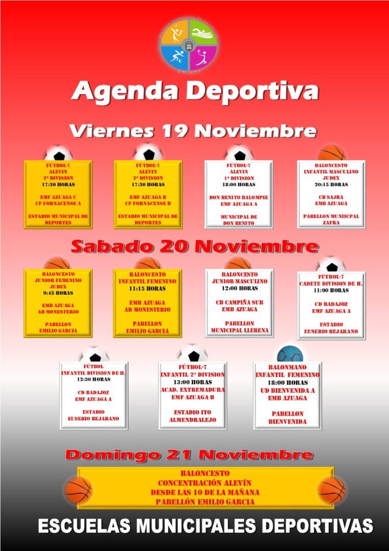 Agenda Deportiva fin de semana en Azuaga 