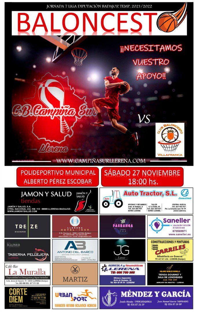 Calendario C.B. Campiña Sur de Llerena para el próximo fin de semana 