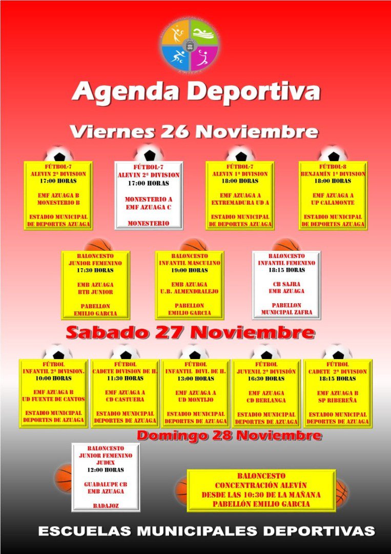 Agenda Deportiva fin de semana Azuaga 