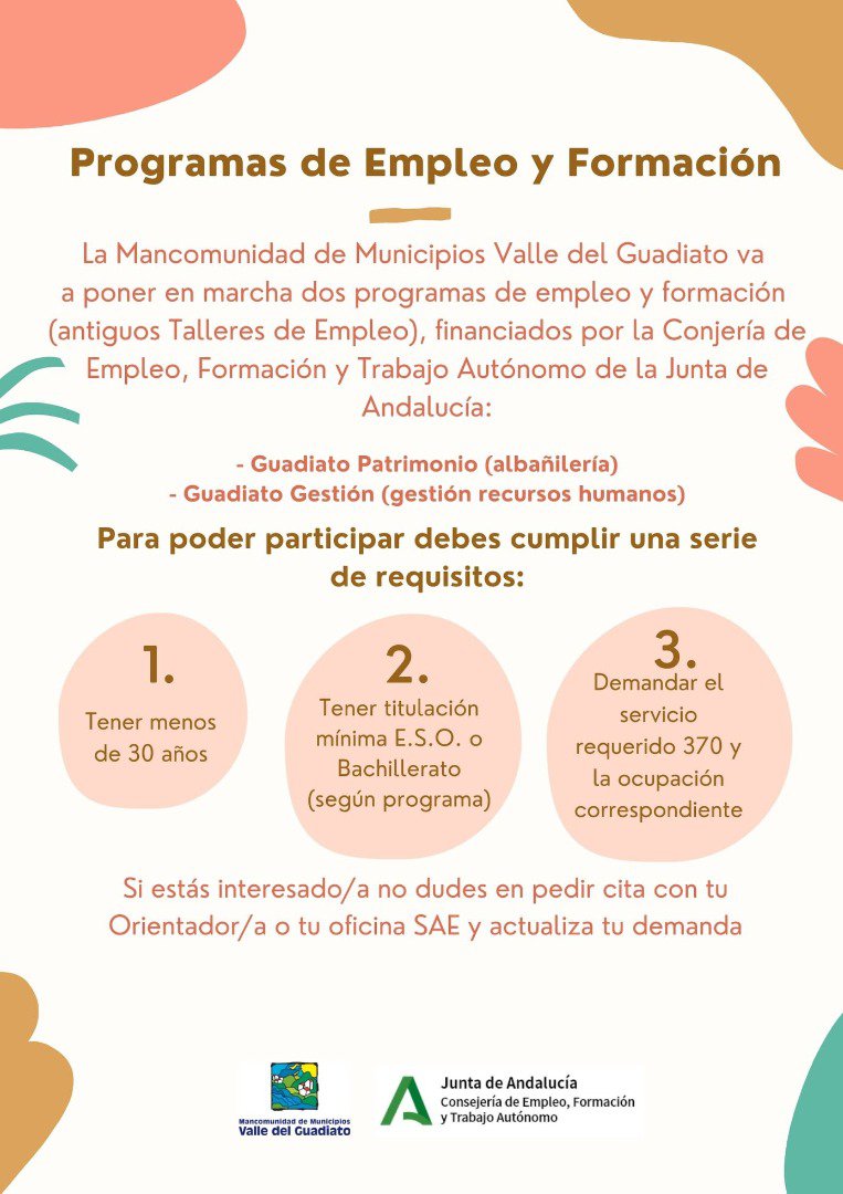 Programas de Empleo y Formación Mancomunidad de Municipios Valle del Guadiato 
