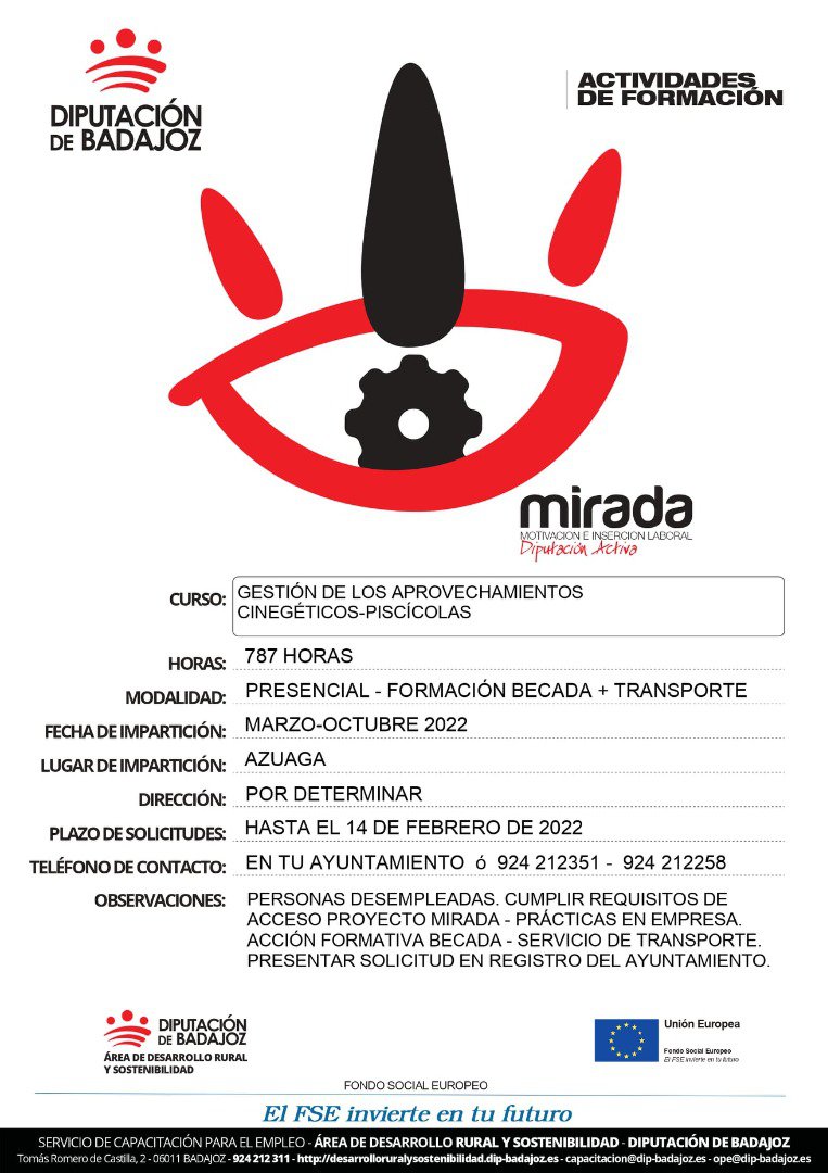 Curso “Gestión de los aprovechamientos cinegético-piscícolas” en Azuaga 