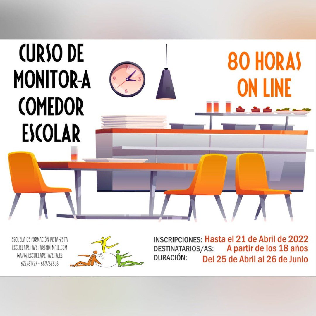 Curso online monitor/a de comedor escolar 