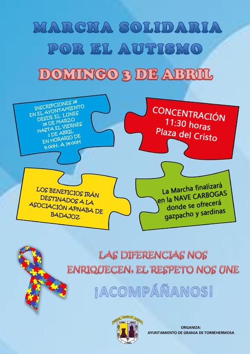 Marcha solidaria por el autismo en Granja de Torrehermosa 